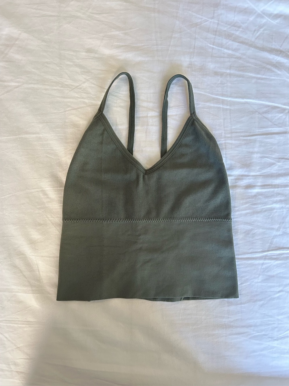 Olive green V-Neck Spandex Bralette